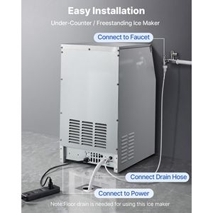 Commercial <b>Kitchen</b> <b>Equipment</b> Stainless Steel 160 Lbs/24h Ice Maker Machine 30 Lbs Storage Capacity Built-In Counter Options - Product Image 6