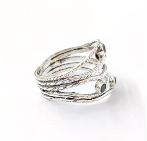 Twisted Band Designer Silver 925 With <b>Black</b> Onyx Gemstone <b>Ring</b> for Everyday Wear & Any Occasion Gift - Product Image 3