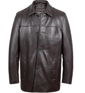 Chaqueta de Cuero Genuino para Hombre con Logotipo Personalizado de Alta Calidad, Impermeable, Resistente al Viento, Abrigo de Invierno, Diseño Moderno OEM para Amantes de los Autos - Product Image 1