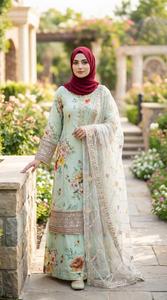 Élégante robe traditionnelle grise brodée pour femme, Salwar Kameez longue, coupe ample en rayonne, décontractée toutes saisons - Product Image 5