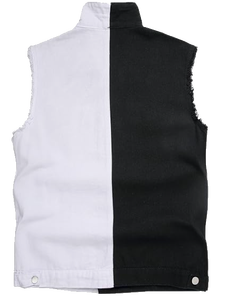 Gilet en jean slim déchiré pour homme SBEA IMPEX, sans manches, style vintage décontracté, séchage rapide, anti-UV, col montant, bouton unique - Product Image 2