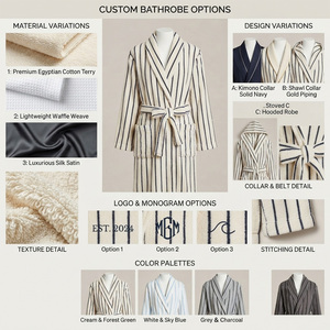 Al por mayor Bata de hombre de forro polar liso, ecológica, transpirable, de poliéster/algodón, de secado rápido, de manga larga, con cinturón, con bolsillos, suave y casual - Product Image 4