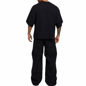 Production en gros de t-shirts pour hommes en coton noir, coupe ample, style streetwear, personnalisation d'illustrations, fourniture d'usine - Product Image 2