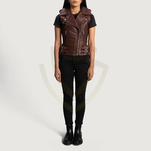 Chaleco de Motocicleta de Cuero para Mujer, Ecológico, Transpirable, Resistente al Viento, con Cierre de Cremallera y Bolsillos - Product Image 6