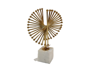 Escultura Decorativa de Metal de Diseño Moderno, Forma de Flor Redonda con Base de Mármol Dorado, Nuevo Adorno para Mesa - Product Image 1