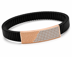 Bracelet barre en or 18 carats et céramique noire pavée de diamants pour homme – Polissage brillant, luxe contemporain, idéal pour mariage, soirée, usage quotidien, cadeau, bijou - Product Image 2