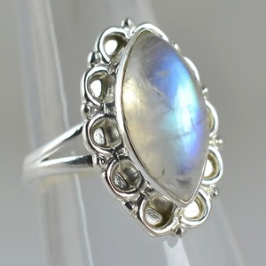 Rainbow Moonstone <b>Ring</b> 925 Sterling <b>Silver</b> Handmade <b>Statement</b> Promise <b>Ring</b> for Women Boho June Birthstone Marquise Shape Jewelry - Product Image 6