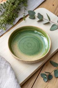 Assiette ronde en céramique vert menthe, finition mate sous glaçure, pour restaurant, fête, vaisselle de table - Product Image 3