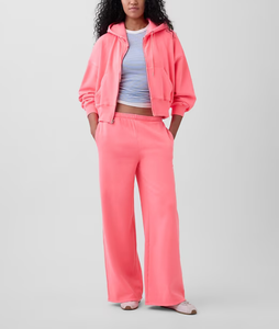 Wholesale Sets for Women Custom 100% Cotton Long Sleeve Full <b>Zip</b> Hoodie Oversized Loose Fit Drawstring Wide Leg Pants OEM Made - Product Image 1