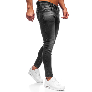 Pantalon cargo en jean pour homme avec poches utilitaires et coupe décontractée, idéal pour les tenues décontractées, le travail en extérieur ou le style streetwear avant-gardiste. - Product Image 4