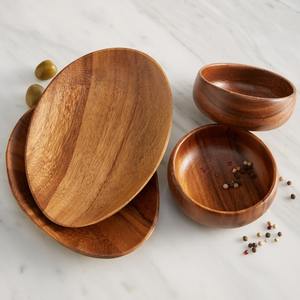 Platos de madera para comedor, vajilla de madera para el hogar, juegos de platos de madera de primera calidad para servir comida - Product Image 6