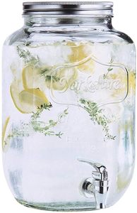 Mason Jar 4 Litres| Beer <b>Dispenser</b> | <b>Drink</b> <b>Dispenser</b> | Mason Jar | Glass Pitcher with tap | Spigot and Steel lid - Pack of 1 - Product Image 2