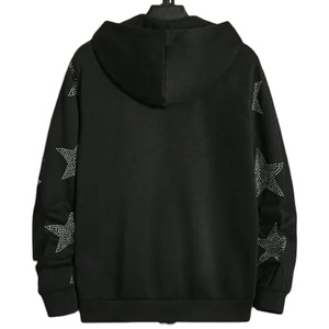 Haute qualité 100% coton surdimensionné strass sweats à capuche fermeture éclair sweats à capuche pour hommes respirant nouveaux hommes élégants sweats à capuche avec OEM - Product Image 2