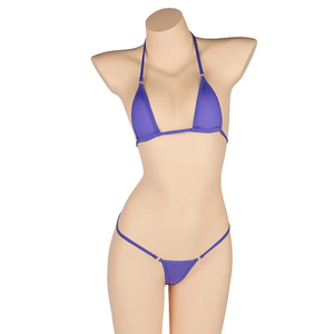 Ensemble bikini deux pièces pour femme, rouge, avec soutien-gorge triangle en dentelle à licol, coupe haute, dos nu, couleur unie, en Spandex/Polyester, respirant et à séchage rapide - Product Image 2