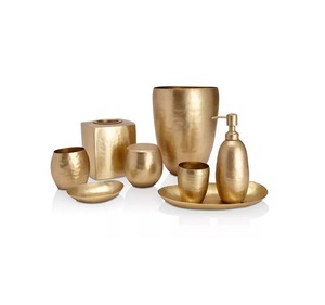 Brass Gold Color Bathroom Set 8 Pieces Tissue Box <b>Soap</b> <b>Dish</b> Brushes <b>Holder</b> <b>Soap</b> Dispenser Vanity Tray Bathroom Set - Product Image 1