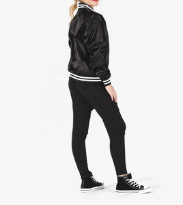 Women Wholesale New Style Satin Bomber Jackets Ladies Winter Long Sleeves Outdoor Coats Dance Bomber Jackets - Product Image 6