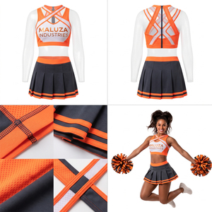 En gros, Tenue de cheerleading All Star imprimée par transfert thermique, avec strass personnalisés et jupe de danse scintillante, modèle avant - Product Image 5
