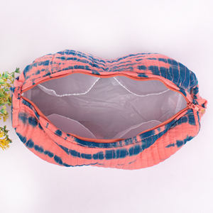 Pochette matelassée en coton écologique, grande capacité, imprimée au bloc, lavable, faite à la main, esthétique, avec fermeture éclair, pour cadeaux, vente en gros - Product Image 5