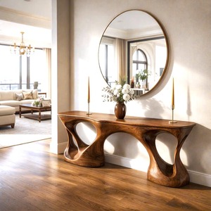 Table console en bois naturel 100% artisanale, design moderne, table d'entrée en pierre pour hôtel de luxe, villa, couloir, meubles - Product Image 5