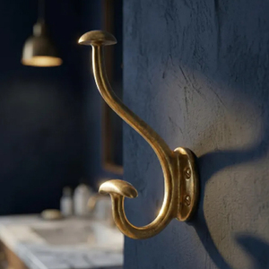 Solid Brass Double <b>Coat</b> Hook Metal Moroccan Entryway Hook & Hanger - Product Image 3
