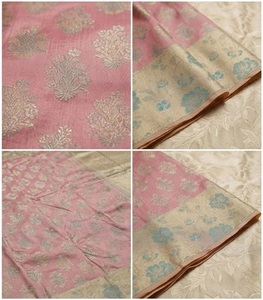 Elegante Saree de Seda Pura en Rosa Pálido y Verde para Mujer, Saree Tradicional Kancheepuram para Bodas, Fiestas, Diseño Étnico Indio - Product Image 2