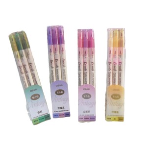 Ensemble de 3 marqueurs à pointe fine personnalisables, fournitures de papeterie, double pointe, couleurs assorties, surligneurs pour étudiants - Product Image 4