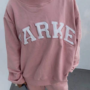 <b>White</b> Crew Neck <b>Sweatshirt</b> with Large Dark Front Lettering Straight Cut Long Sleeves Banded Cuffs and Hem Custom Logo Clothing - Product Image 3