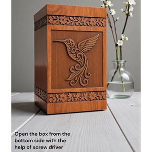 Hummingbird Rosewood Urn <b>Box</b>: Custom Engraved Memorial <b>Keepsake</b> Funeral Memorial <b>Keepsake</b> by AYAANS - Product Image 5