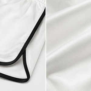 Women's White Satin Shorts Elastic Waist Loose Fit Sporty Style Solid Color Breathable Woven Fabric - Product Image 5