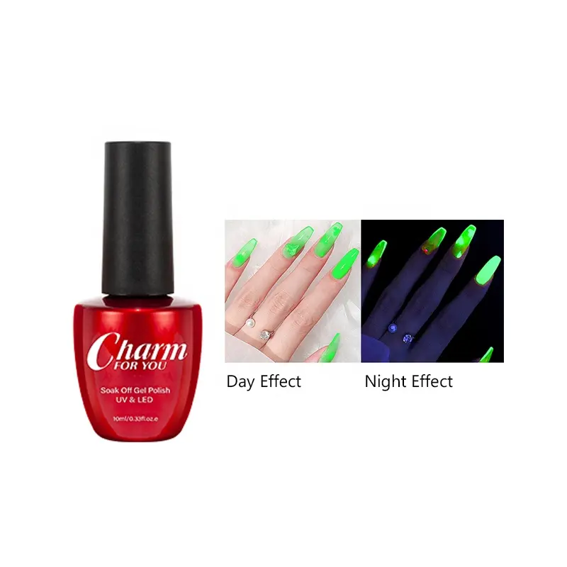 Gel UV LED Fluorescent lumineux 9 couleurs, vernis à ongles à tremper, brille dans le noir