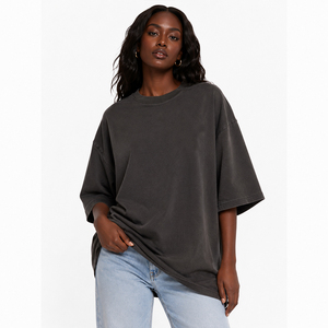 T-shirt oversize tendance pour femme, style streetwear, 100 % coton, col rond, uni, impression de logo personnalisée, séchage rapide - Product Image 4
