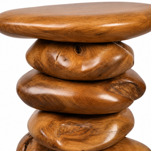 Table basse ARTERRA de luxe contemporaine en teck, artisanale, écologique, design galets empilés, pour salon et hôtel - Product Image 4