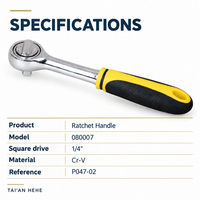 Clé à cliquet à tête ronde réversible, poignée ergonomique antidérapante en caoutchouc pour outils de réparation automobile