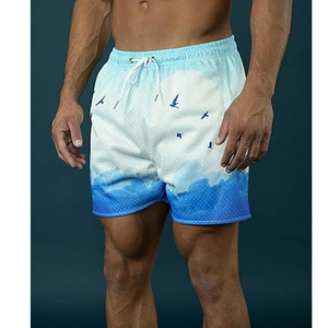 Pantalones Cortos de Malla Personalizados de Primera Calidad para Hombre, 100% Poliéster, Diseño de Calavera en Degradado Azul, Logotipo Personalizado Grabado con Láser en la Parte Delantera, Más Vendidos - Product Image 4