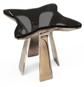 Table d'appoint moderne Bellatrix de MSMD Studio, base en bronze poli, plateau en verre foncé, meubles de salon de luxe, entièrement assemblés - Product Image 3