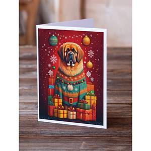 Paquete de tarjetas de felicitación navideñas de mastín tibetano 8 caprichosas tamaño A7 5x7 tarjetas de notas en blanco con sobres - Product Image 2