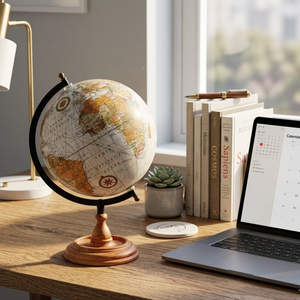 Premium World <b>Desk</b> Globe Wood Iron Plastic | Vintage Decorative Globe for Office <b>Desk</b>, <b>Study</b> Table & Home Decoration Gift - Product Image 2
