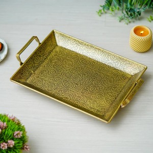 Handmade Decorative Aluminum Food Serving <b>Tray</b> Top Trading Custom Shape for Weddings Modern Gold Polished - Product Image 3