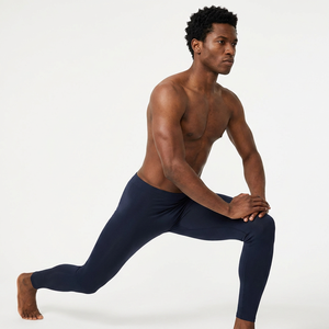 Men's Full Length <b>Compression</b> <b>Leggings</b> Solid Black Spandex Nylon Elastic Waist Sportswear - Product Image 5
