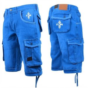 Pantalones Cortos de Mezclilla para Hombre, de Alta Calidad, con Estampado de Serigrafía, Estilo Jeans, de Pierna Ancha, Material Spandex/Poliéster - Product Image 1