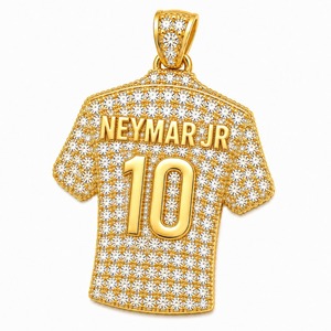 Luxury Custom Football Crown Pendant 18K Yellow Gold Lab Grown Diamond Number 10 <b>Iced</b> <b>Out</b> Sports Necklace Wholesale - Product Image 1