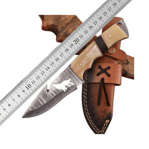 Couteau de chasse artisanal en acier Damas avec manche en os, lame fixe personnalisée, OEM, cadeau de survie pour le camping, Pasha - Product Image 6