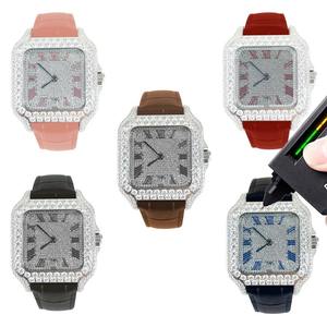 Reloj de cuarzo para hombre con correa de cuero negra, diamantes moissanite de calidad VVS, nuevo diseño hip hop. - Product Image 4
