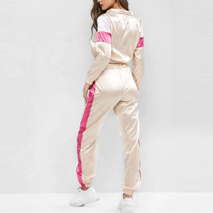 Custom <b>Zipper</b> Cropped <b>Jacket</b> & Pant Windbreak Sets Two Piece Nylon Polyester Tracksuits Windbreaker Set for Women - Product Image 3