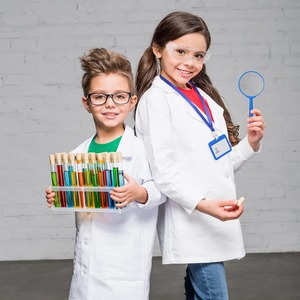 Blouses de laboratoire blanches en gros pour enfants, uniformes de jeu de rôle de docteur pour élèves de maternelle et de primaire, costumes d'expériences scientifiques - Product Image 6