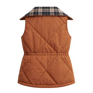 Chaleco Reversible Acolchado para Mujer, Sin Mangas, con Forro a Cuadros, Cierre Frontal con Cremallera, Cálido, Informal y a la Moda - Product Image 2