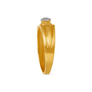Bague solitaire classique pour homme plaquée or jaune 18 carats de qualité supérieure avec pierre en zircone cubique taille brillant rond, alliance de luxe - Product Image 4