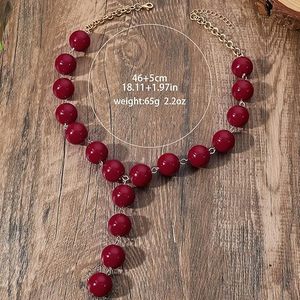 Collier pour Femme, Colliers en Y avec Grandes Perles Rondes Délicates, Bijoux Fantaisie Tendance, Accessoires de Mode - Product Image 1