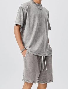 Shorts Bermuda en Coton Gris pour Homme, Taille Élastique, Couleur Unie, Respirant, avec Cordon de Serrage - Product Image 2