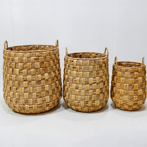 Ensemble de 3 paniers en jacinthe d'eau faits à la main, modernes, écologiques, couleur et taille personnalisables pour la maison - Product Image 6